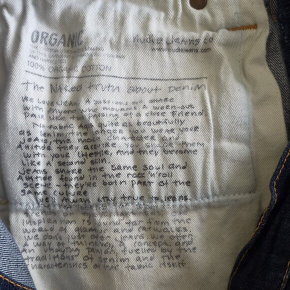 Nudie Jeans Co Thin Finn Dry Ecru Embo Jeans Mens 33(29) x 34(28) Preppy HEMMED - Picture 11 of 16